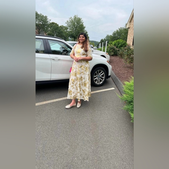 White / gold foil print Anarkali dress kurti top - Picture 3 of 5